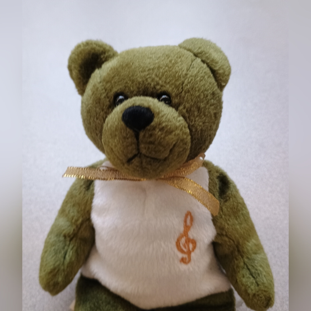 The Original Holy Bears Beanie Bear Sitting Green & White Plush Stuffed Animal - Picture 6 of 10